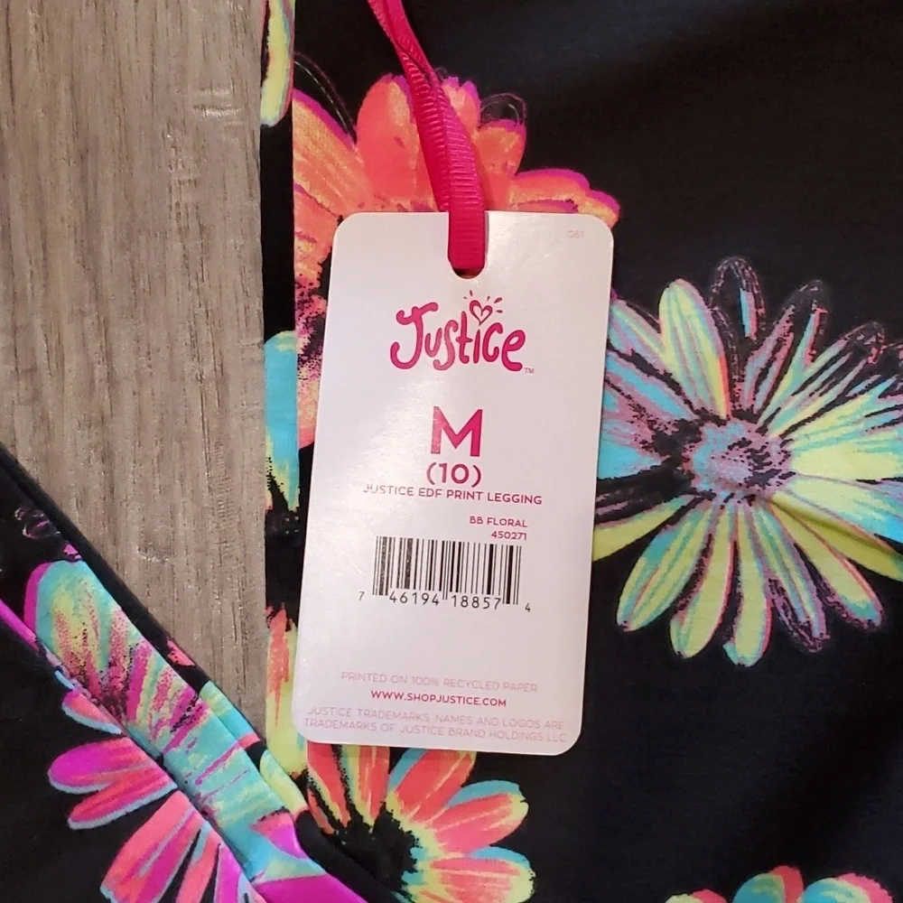 Justice Floral Leggings Size Medium/10